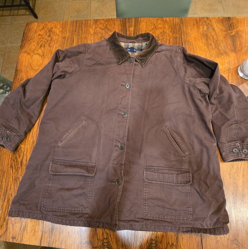 Lands End Barn Coat Jacket Womens 3X Brown Corduroy Canvas Chore Field Gorpcore